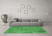 Machine Washable Oriental Emerald Green Industrial Area Rugs in a Living Room,, wshurb2503emgrn