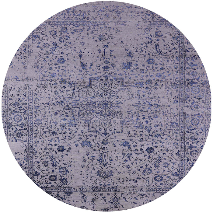 Round Mid-Century Modern Purple Oriental Rug, urb2503