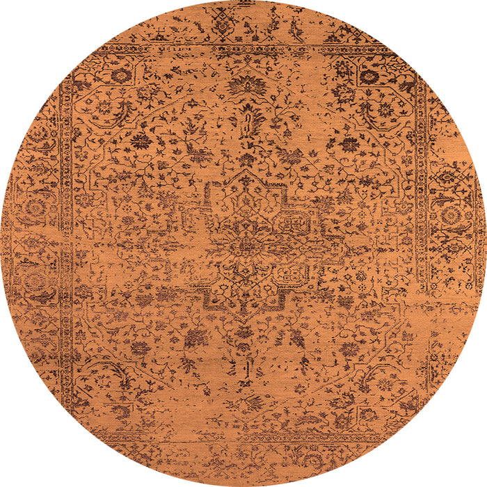 Round Oriental Orange Industrial Rug, urb2503org
