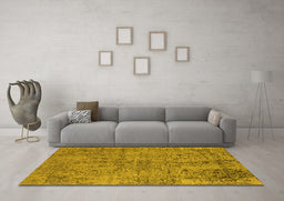 Machine Washable Oriental Yellow Industrial Rug in a Living Room, wshurb2503yw