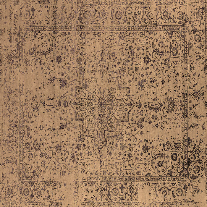 Square Machine Washable Oriental Brown Industrial Rug, wshurb2503brn