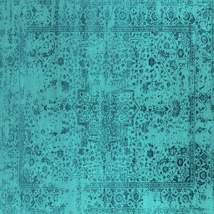 Square Oriental Turquoise Industrial Rug, urb2503turq