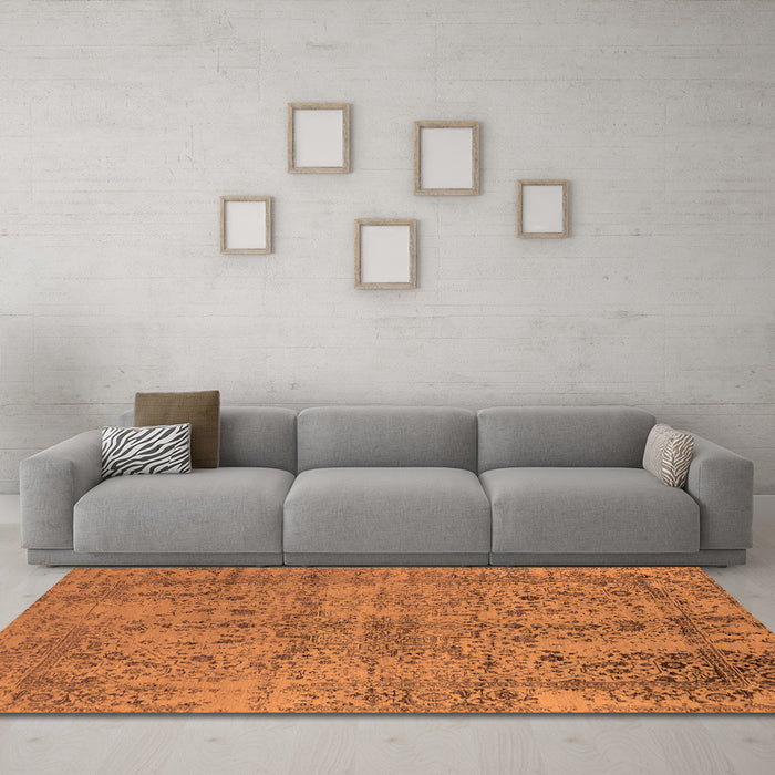 Machine Washable Oriental Orange Industrial Area Rugs in a Living Room, wshurb2503org