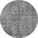 Round Machine Washable Oriental Gray Industrial Rug, wshurb2503gry