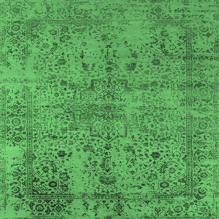 Square Oriental Emerald Green Industrial Rug, urb2503emgrn