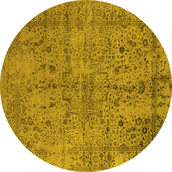 Round Oriental Yellow Industrial Rug, urb2503yw