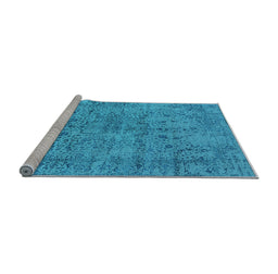 Sideview of Machine Washable Oriental Light Blue Industrial Rug, wshurb2503lblu