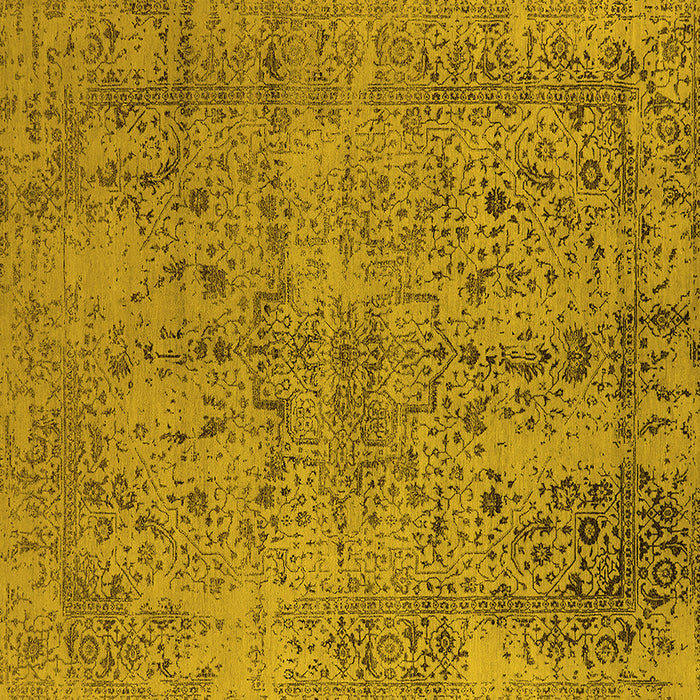 Square Machine Washable Oriental Yellow Industrial Rug, wshurb2503yw