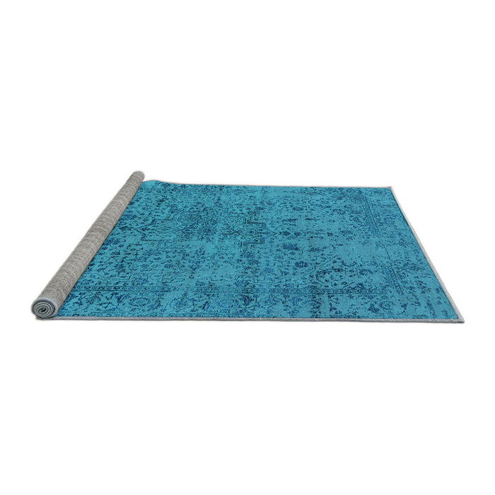 Sideview of Machine Washable Oriental Light Blue Industrial Rug, wshurb2504lblu