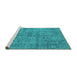 Sideview of Machine Washable Oriental Turquoise Industrial Area Rugs, wshurb2504turq