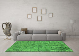 Machine Washable Oriental Green Industrial Area Rugs in a Living Room,, wshurb2504grn