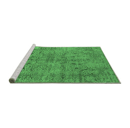 Sideview of Machine Washable Oriental Emerald Green Industrial Area Rugs, wshurb2504emgrn