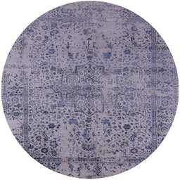 Round Machine Washable Industrial Modern Purple Rug, wshurb2504