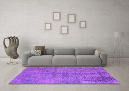Machine Washable Oriental Purple Industrial Area Rugs in a Living Room, wshurb2504pur