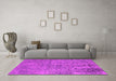 Machine Washable Oriental Pink Industrial Rug in a Living Room, wshurb2504pnk