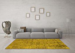 Machine Washable Oriental Yellow Industrial Rug in a Living Room, wshurb2504yw
