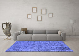 Machine Washable Oriental Blue Industrial Rug in a Living Room, wshurb2504blu