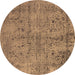 Round Oriental Brown Industrial Rug, urb2504brn