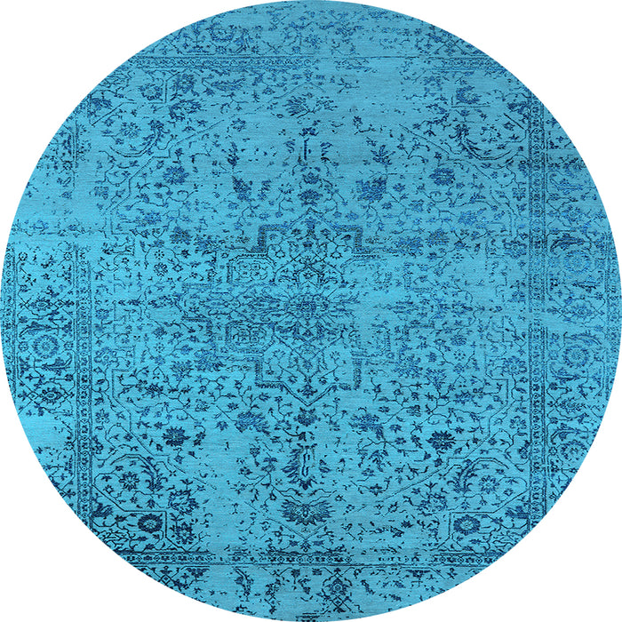 Round Oriental Light Blue Industrial Rug, urb2504lblu