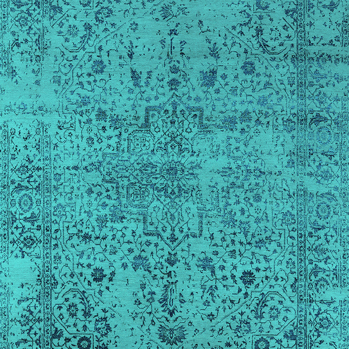 Machine Washable Oriental Turquoise Industrial Area Rugs, wshurb2504turq