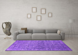 Machine Washable Oriental Purple Industrial Area Rugs in a Living Room, wshurb2505pur