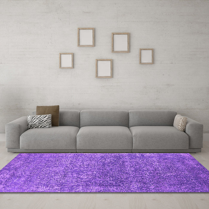 Machine Washable Oriental Purple Industrial Area Rugs in a Living Room, wshurb2505pur