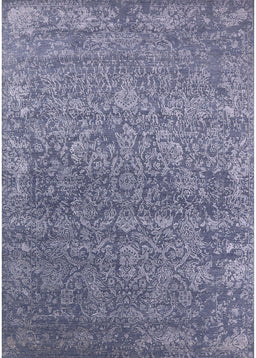 Mid-Century Modern Blue Gray Oriental Rug, urb2505