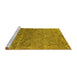 Sideview of Machine Washable Oriental Yellow Industrial Rug, wshurb2505yw