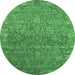 Round Oriental Emerald Green Industrial Rug, urb2505emgrn