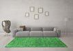 Machine Washable Oriental Green Industrial Area Rugs in a Living Room,, wshurb2505grn