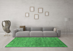 Machine Washable Oriental Green Industrial Area Rugs in a Living Room,, wshurb2505grn