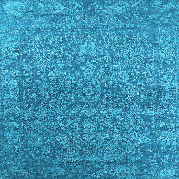 Square Machine Washable Oriental Light Blue Industrial Rug, wshurb2505lblu