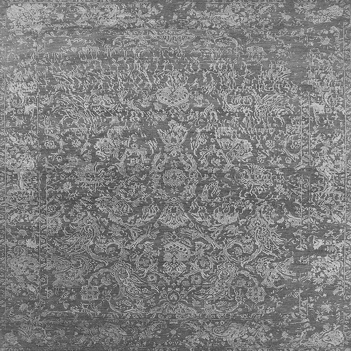 Square Machine Washable Oriental Gray Industrial Rug, wshurb2505gry