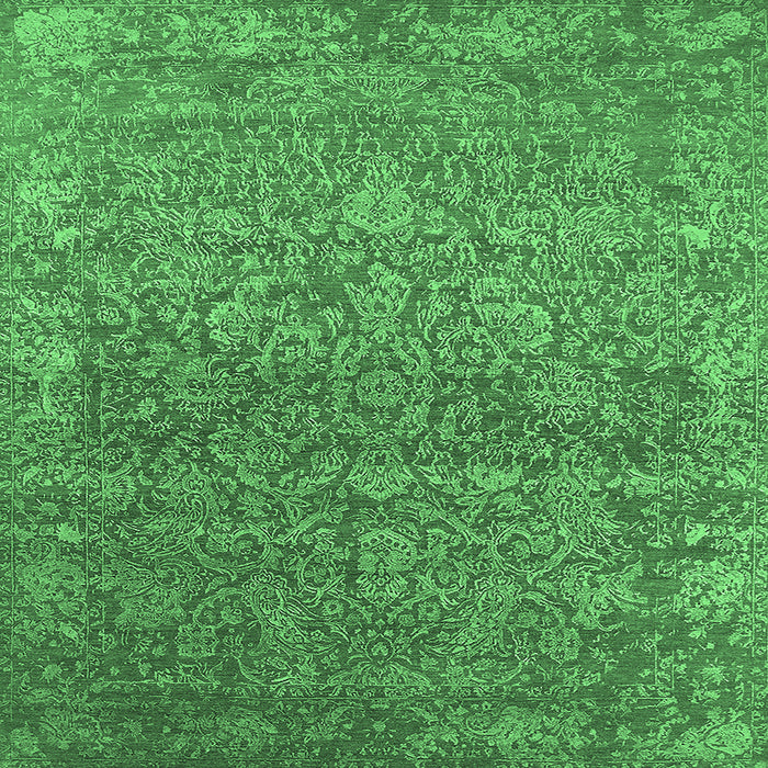 Square Oriental Emerald Green Industrial Rug, urb2505emgrn