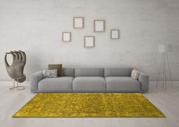 Machine Washable Oriental Yellow Industrial Rug in a Living Room, wshurb2505yw