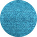 Round Oriental Light Blue Industrial Rug, urb2505lblu