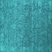 Square Machine Washable Oriental Turquoise Industrial Area Rugs, wshurb2505turq