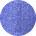 Round Oriental Blue Industrial Rug, urb2505blu