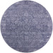 Round Machine Washable Industrial Modern Blue Gray Rug, wshurb2505