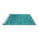 Sideview of Machine Washable Oriental Turquoise Industrial Area Rugs, wshurb2505turq