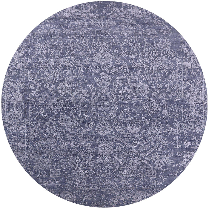 Round Mid-Century Modern Blue Gray Oriental Rug, urb2505