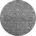 Round Machine Washable Oriental Gray Industrial Rug, wshurb2505gry