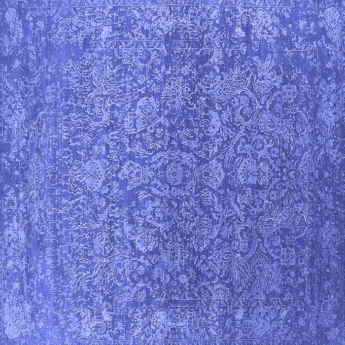 Square Machine Washable Oriental Blue Industrial Rug, wshurb2505blu