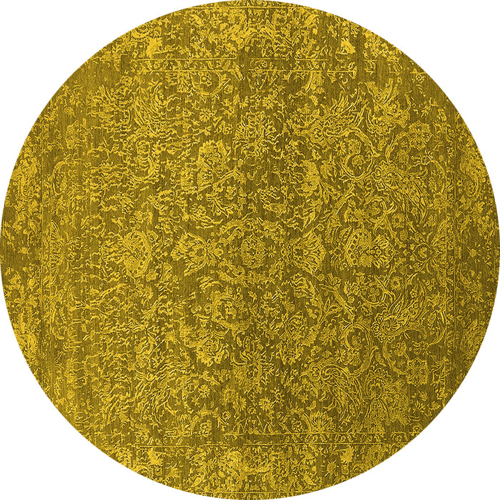 Round Oriental Yellow Industrial Rug, urb2505yw