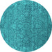 Round Oriental Turquoise Industrial Rug, urb2505turq