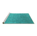 Sideview of Machine Washable Oriental Turquoise Industrial Area Rugs, wshurb2506turq