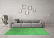 Machine Washable Oriental Emerald Green Industrial Area Rugs in a Living Room,, wshurb2506emgrn