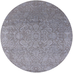 Round Mid-Century Modern Blue Gray Oriental Rug, urb2506