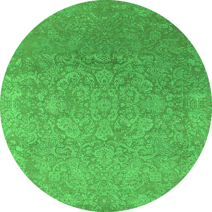 Round Oriental Green Industrial Rug, urb2506grn