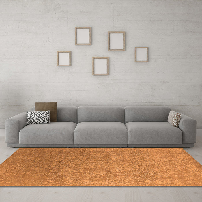 Machine Washable Oriental Orange Industrial Area Rugs in a Living Room, wshurb2506org